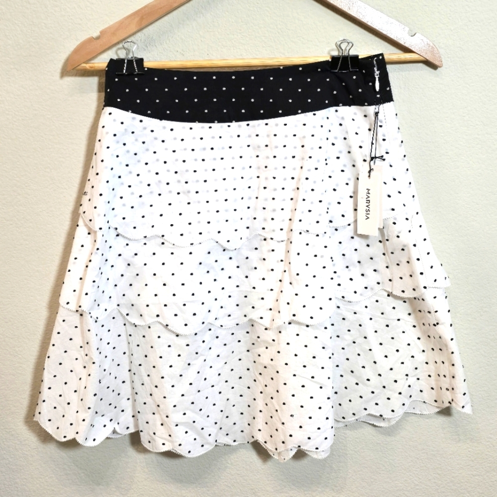 Marysia Resort Navy and White Polka Dot Skirt 100% Cotton XS